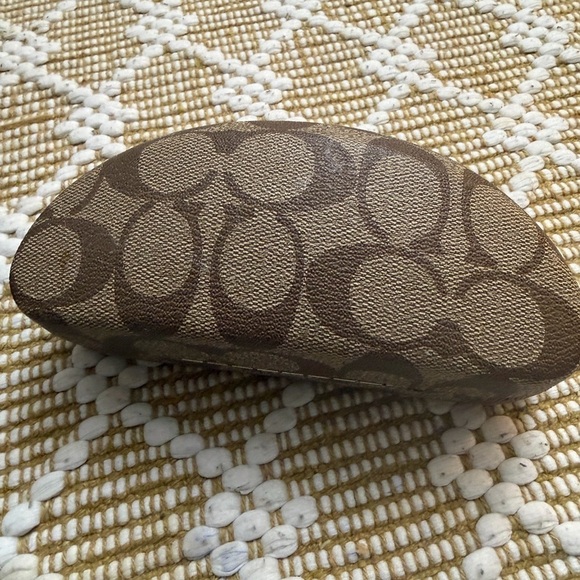 Coach Eyeglass Sunglasses Case Classic Logo Monogram Hard Clamshell Brown - Picture 3 of 5